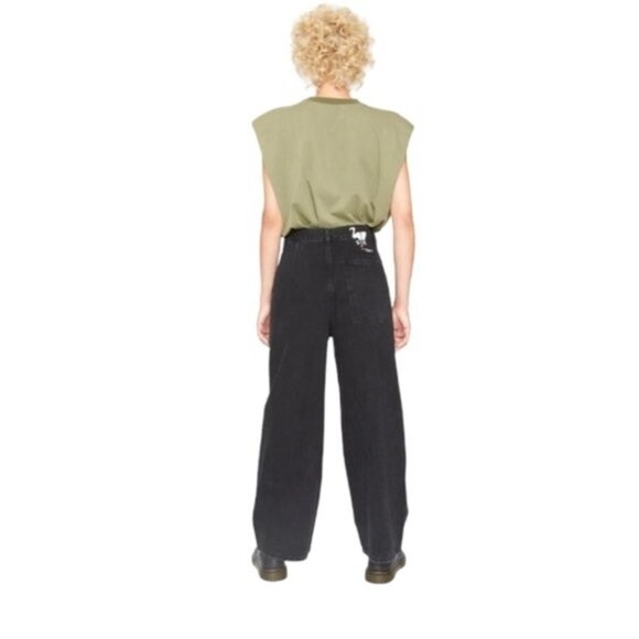NEW Free People x Sandrine Rose Sz 25 Black Wide Curve Leg Jeans - Picture 2 of 14
